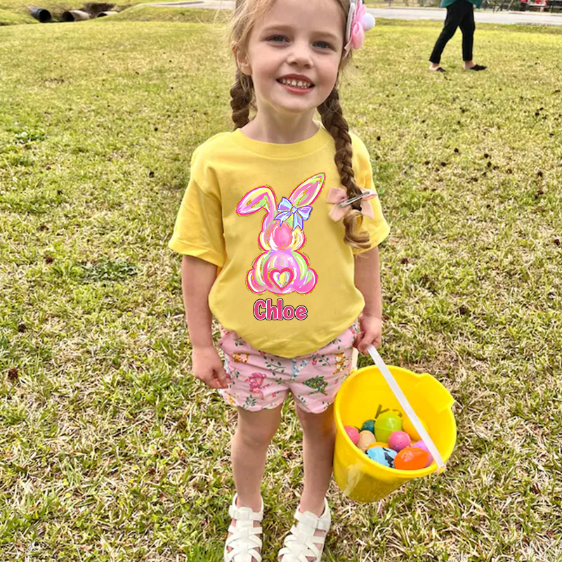 Personalized Kids Bunny Summer T-Shirt| Cloth1411