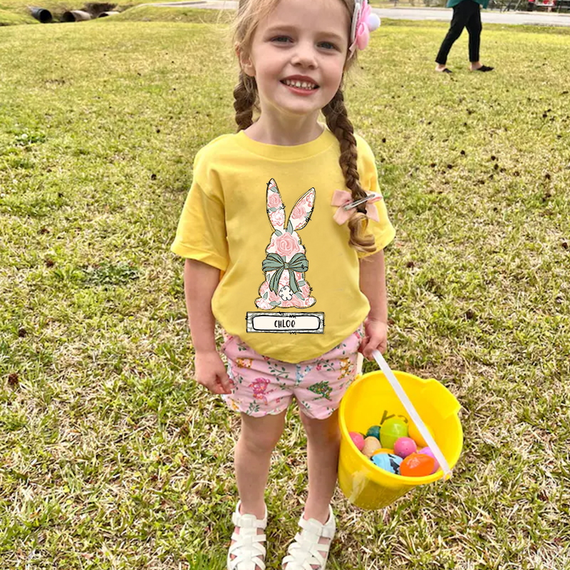 Personalized Kids Bunny Summer T-Shirt| Cloth1417