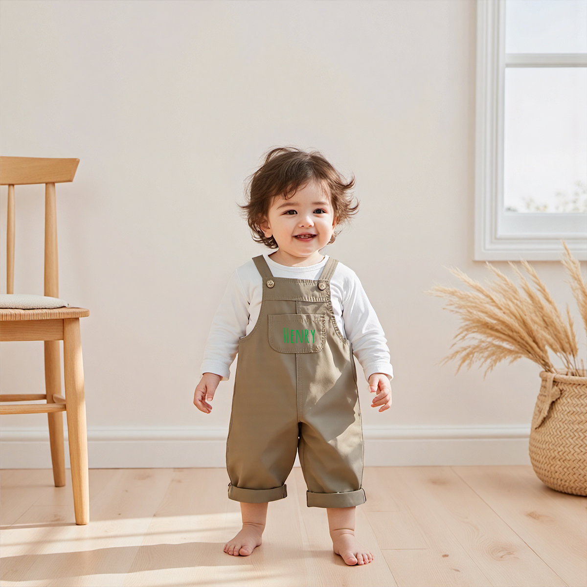 Personalized Kids Oversized Denim Overalls| Pants11