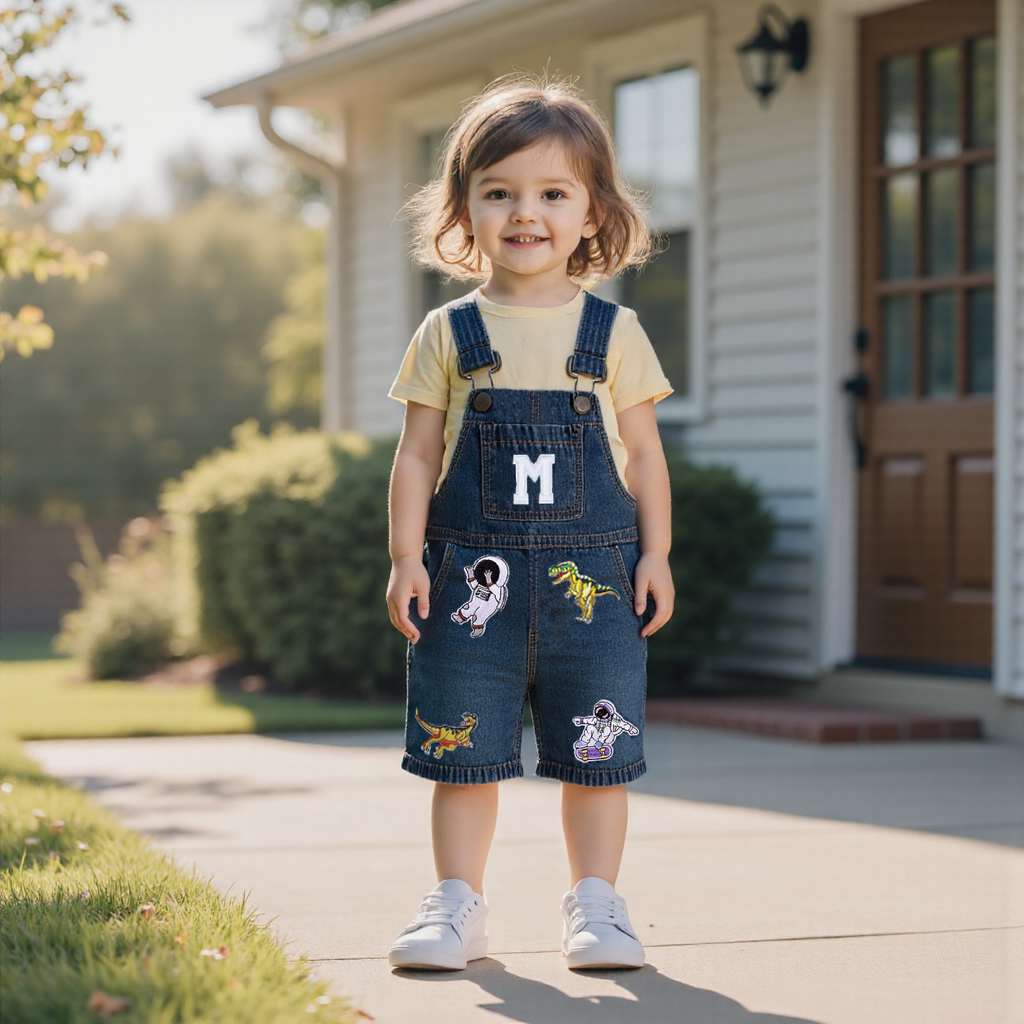 Personalized Kids Patch Denim Overalls| Pants23
