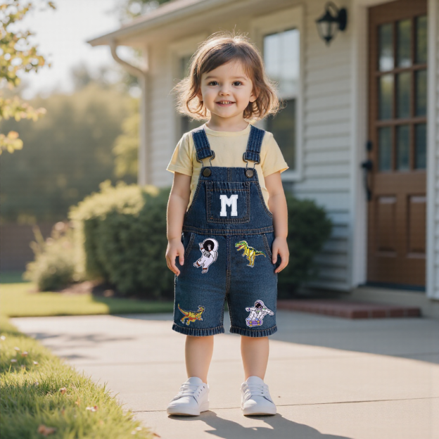Personalized Kids Patch Denim Overalls| Pants23
