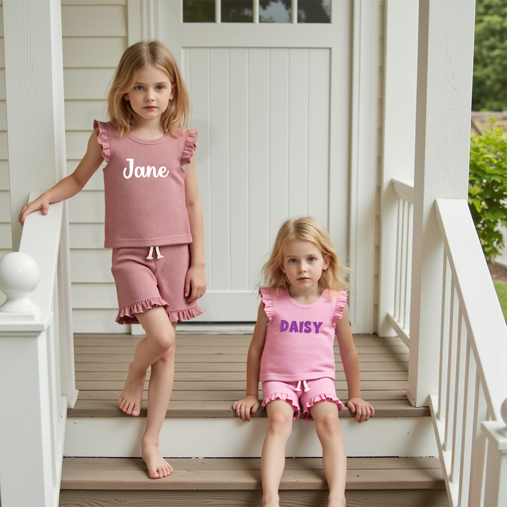 Personalized Girl Summer Ruffle T-Shirt and Shorts Set| Cloth231