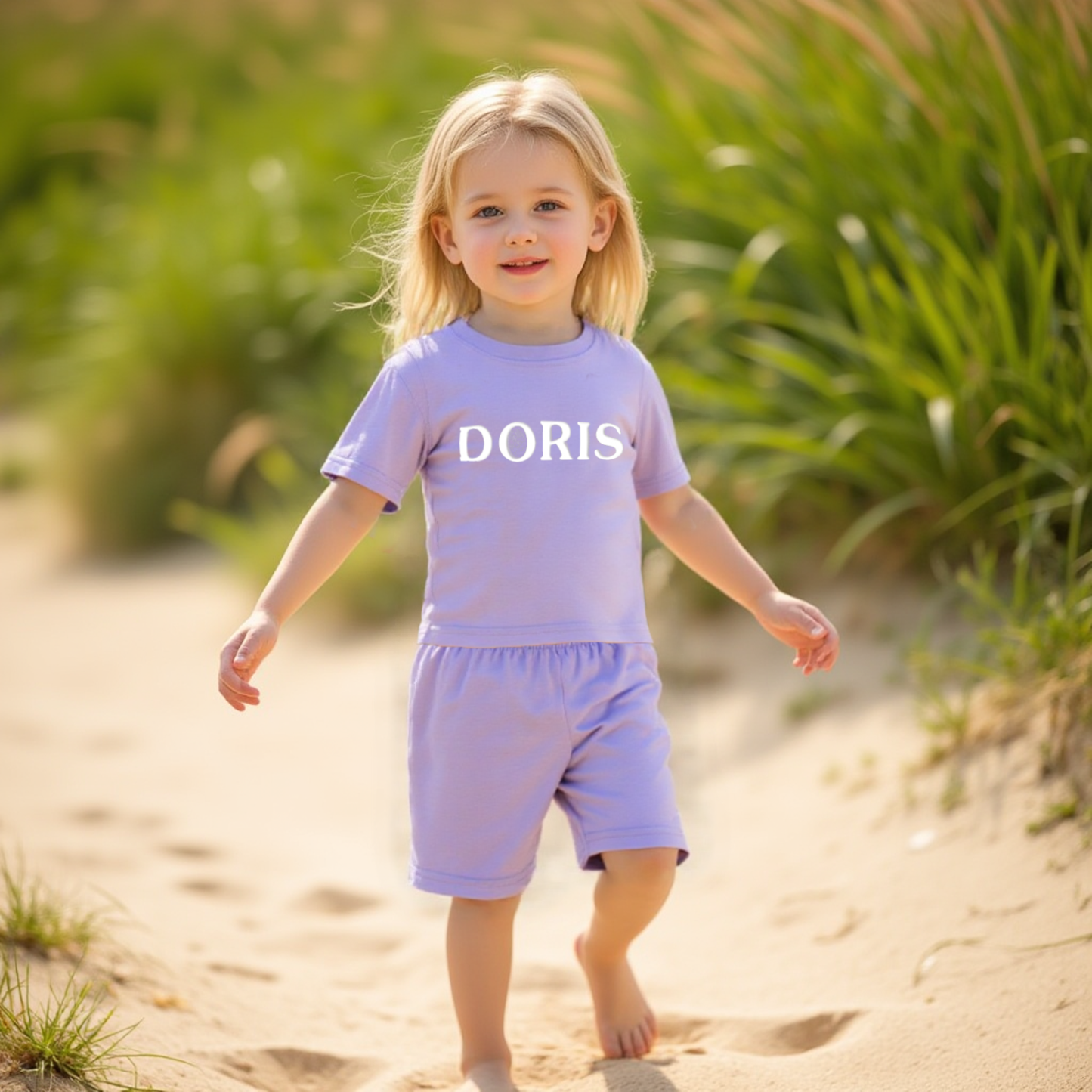 Personalized Kid Summer Puff Name T-Shirt and Shorts Set| Cloth232