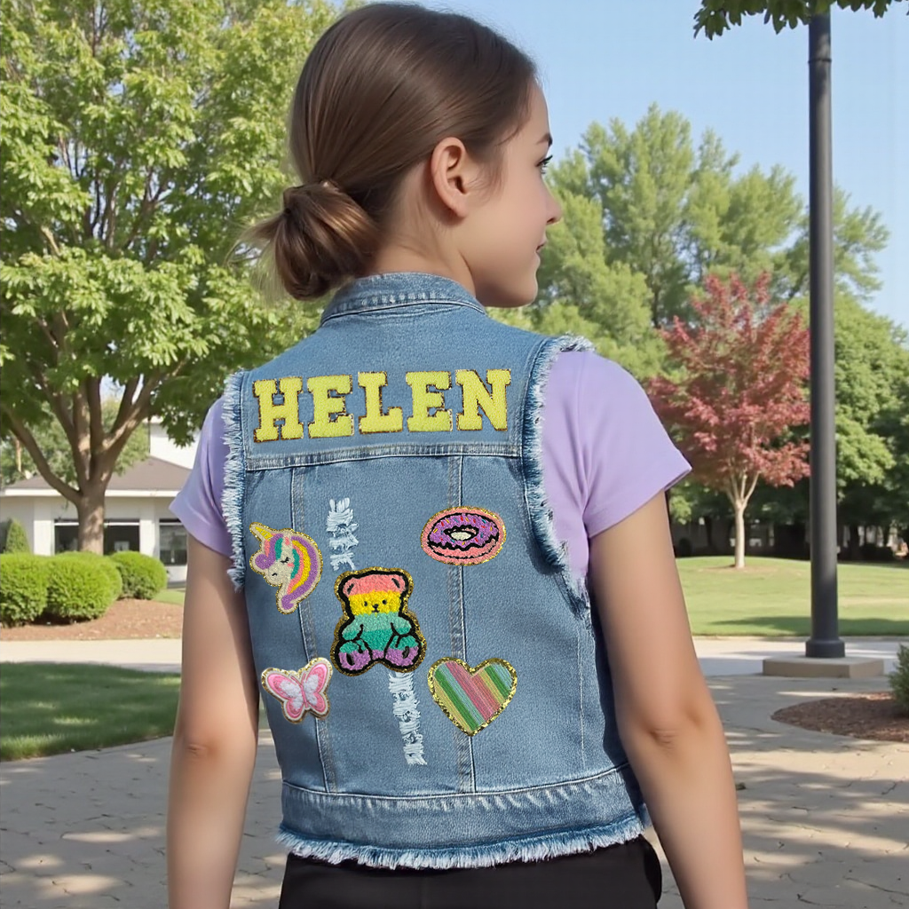 Personalized Kids Patch Denim Vest Jacket| Cloth224