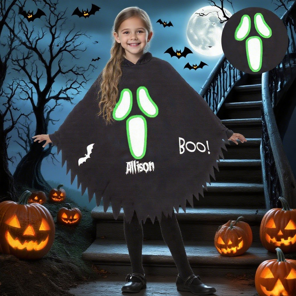 Kids Halloween Ghost Glow Costume Cloak Cape| YESHalloween01