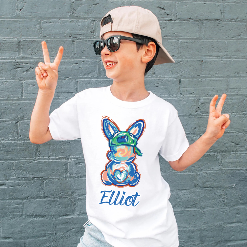 Personalized Kid Cozy Soft Easter Bunny T-Shirt | inTee13
