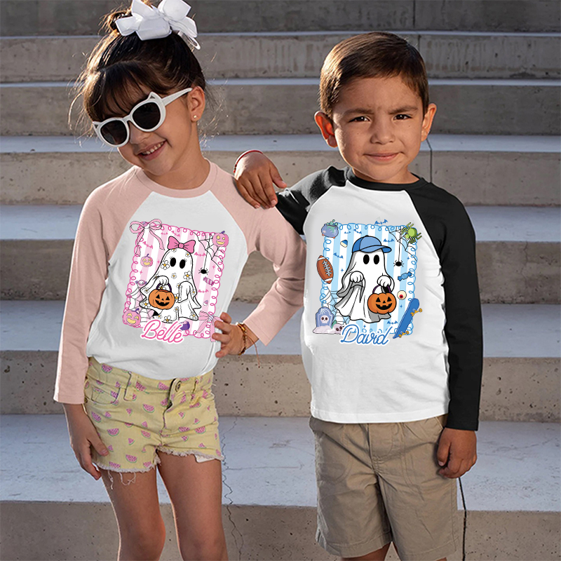 Personalized Kids Halloween Ghost Pumpkin Long Sleeves Shirt| Cloth12447