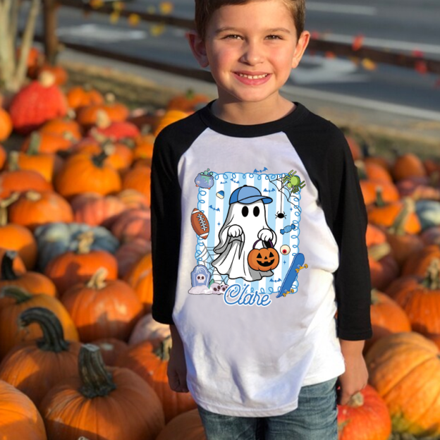 Personalized Kids Halloween Ghost Pumpkin Long Sleeves Shirt| Cloth12447