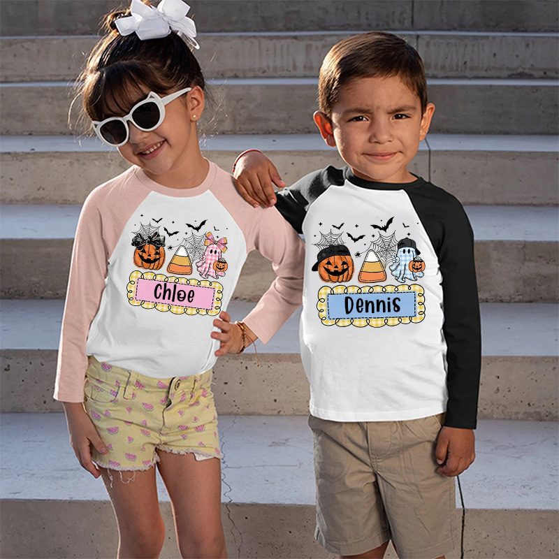 Personalized Kids Halloween  Ghost Pumpkin Long Sleeves Shirt| Cloth12451