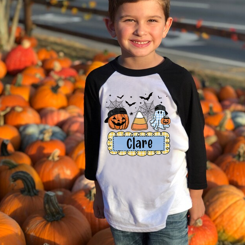 Personalized Kids Halloween  Ghost Pumpkin Long Sleeves Shirt| Cloth12451