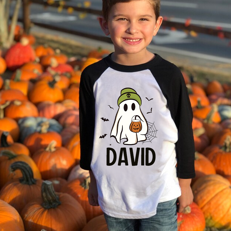 Personalized Kids Halloween Ghost Long Sleeves Shirt| Cloth12455