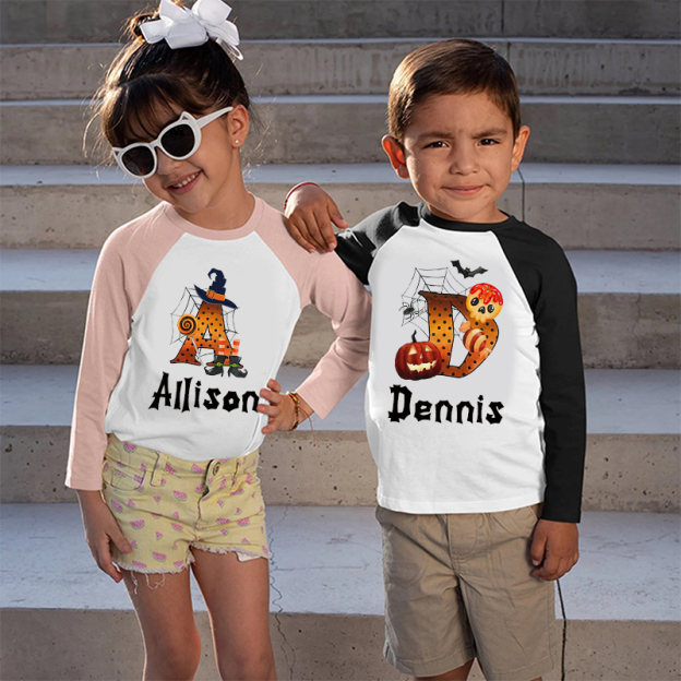 Personalized Kids Halloween Long Sleeves Shirt| Cloth12456