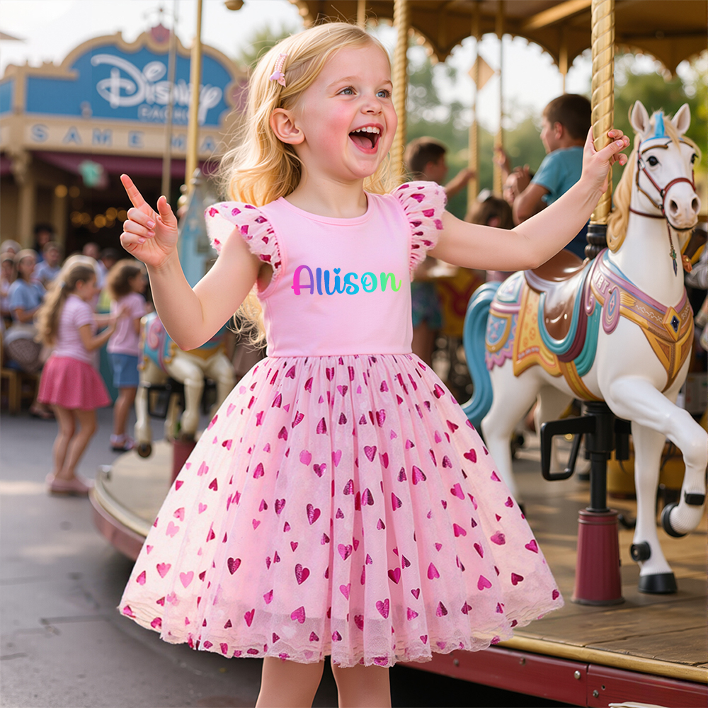 Personalized Girl Birthday Pink Heart Mesh Cake Dress| Dress28