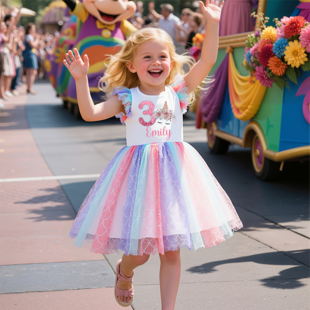 Personalized Girl Birthday Rainbow Mesh Cake Dress| Dress29