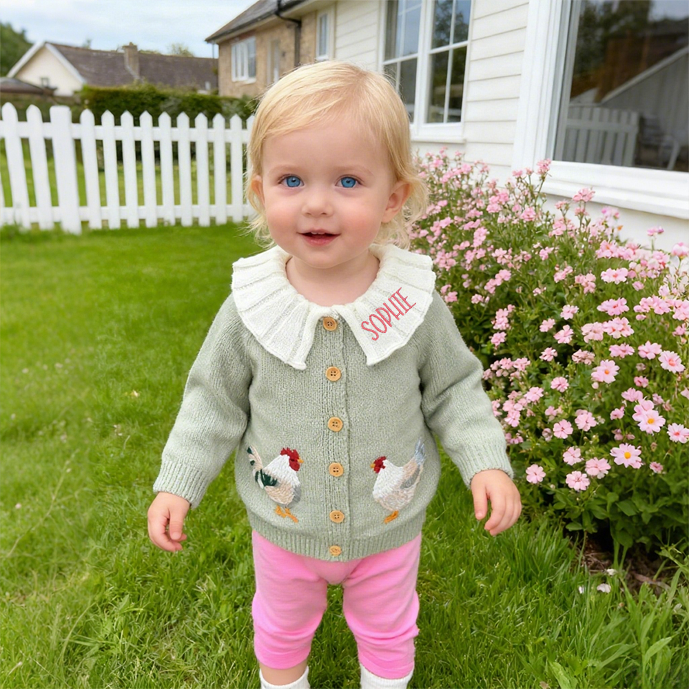Personalized Baby Embroidered Chick Cardigan| BBcloth102
