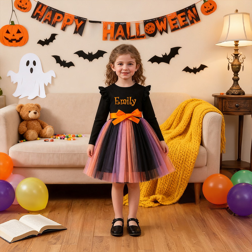 Personalized Girl Halloween Tuell Dress| YESHalloween08