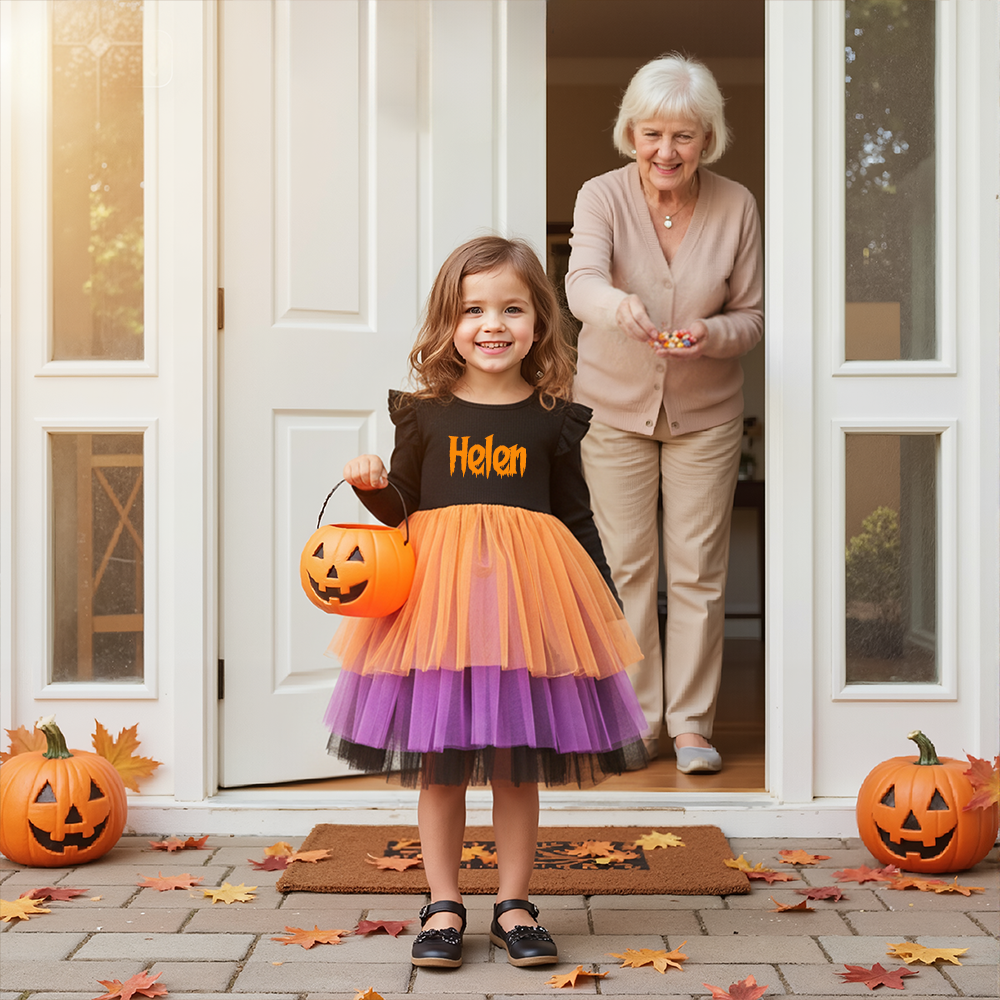 Personalized Girl Halloween Tulle Cake Dress| YESHalloween09