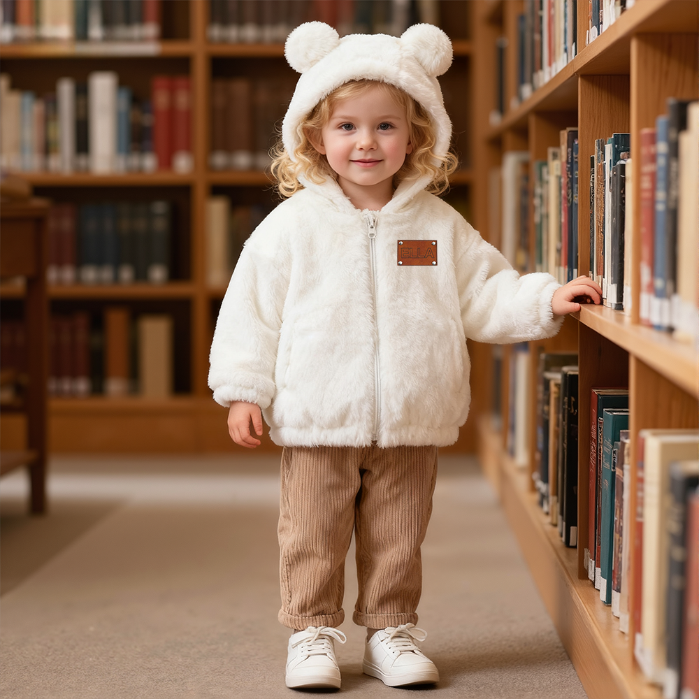 Personalized Leather Patch Kids Bear Jacket| Cloth255