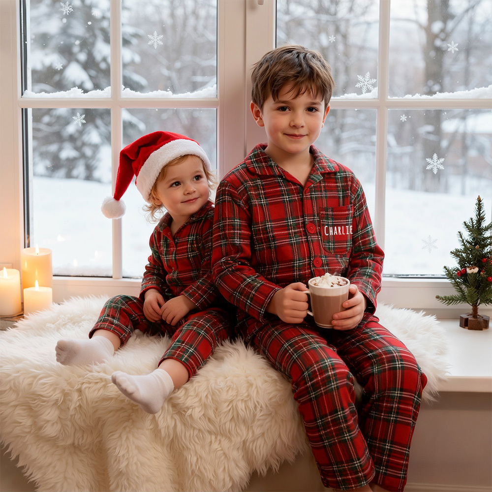 Personalized Kids Xmas Plaid Pajamas| YESMC33
