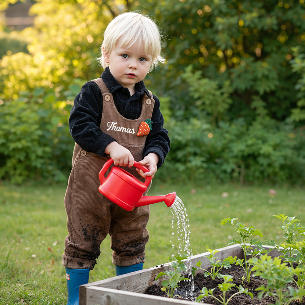 Personalized Kids Embroidered Corduroy Overalls| Pants26