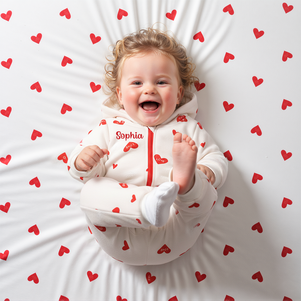 Personalized Baby Girl Love Heart Jumpsuit| BBcloth112