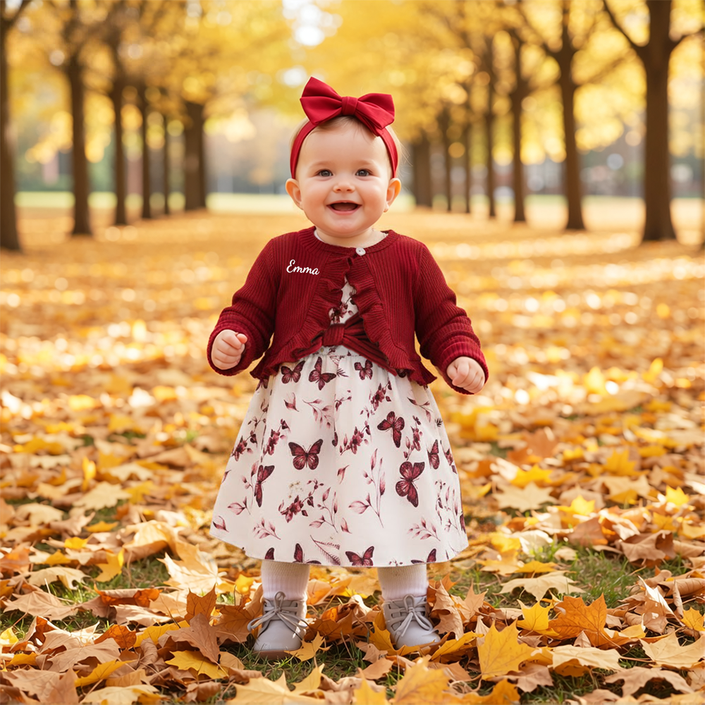Personalized Baby Girl Butterfly Dress With Headband| BBcloth111