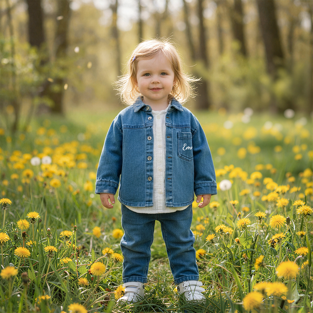 Personalized Kids Casual Denim Shirt and Pants| Cloth260