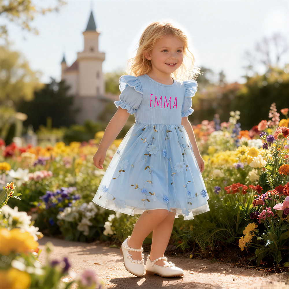 Personalized Girl Flower Summer Dress| Dress43