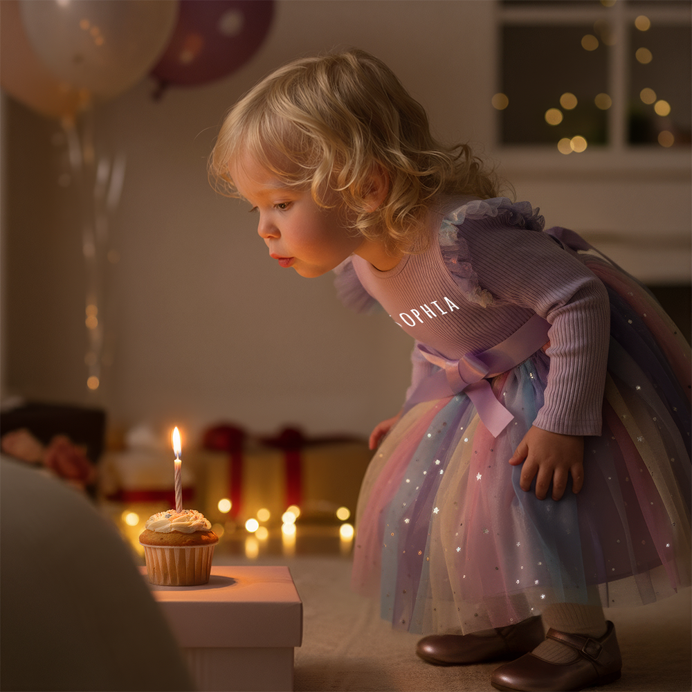 Personalized Girl Rainbow Sparkle Tulle Dress| Dress47