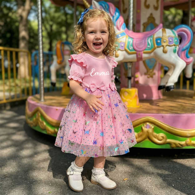 Personalized Girl Summer Butterfly Tutu Dress| Dress52