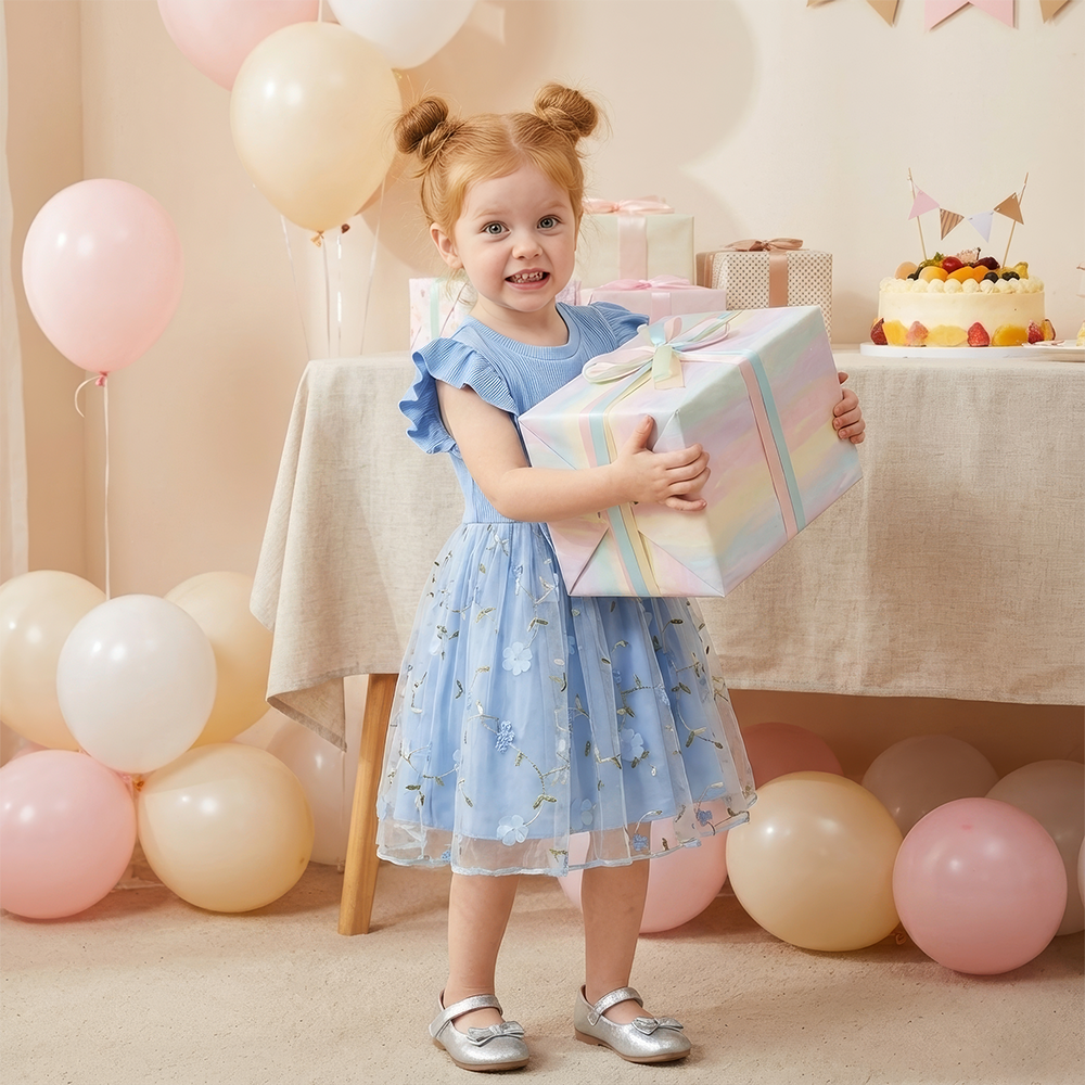 Personalized Girl Floral Mesh Dress| Dress54