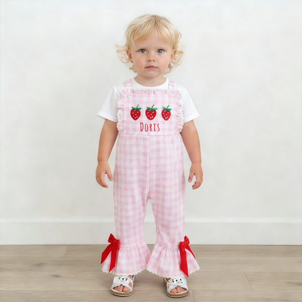 Personalized Girl Birthday Strawberry Overalls| Pants32