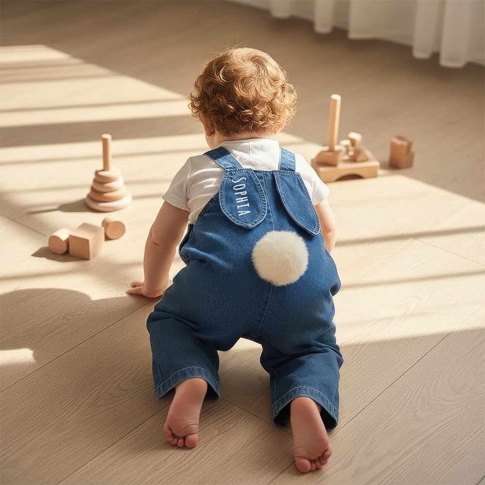 Personalized Kids Bunny Ear Demin Overalls| Pants33