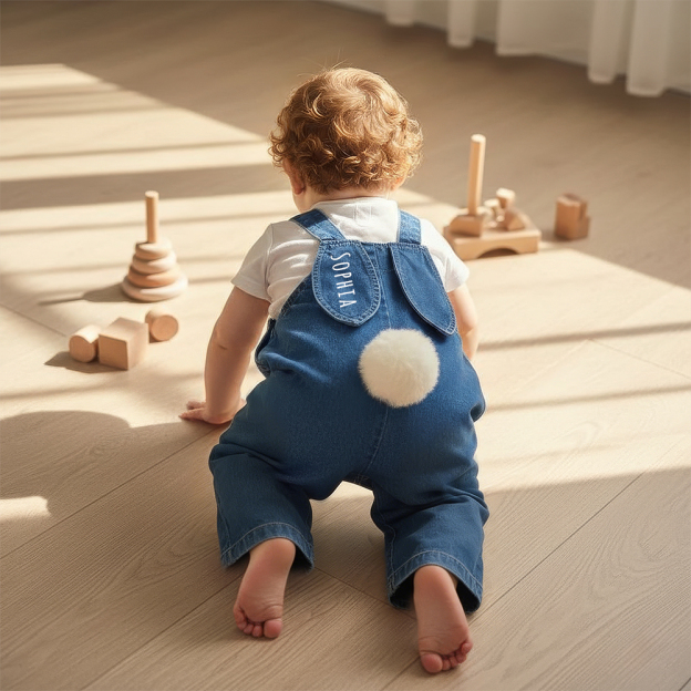 Personalized Kids Bunny Ear Demin Overalls| Pants33