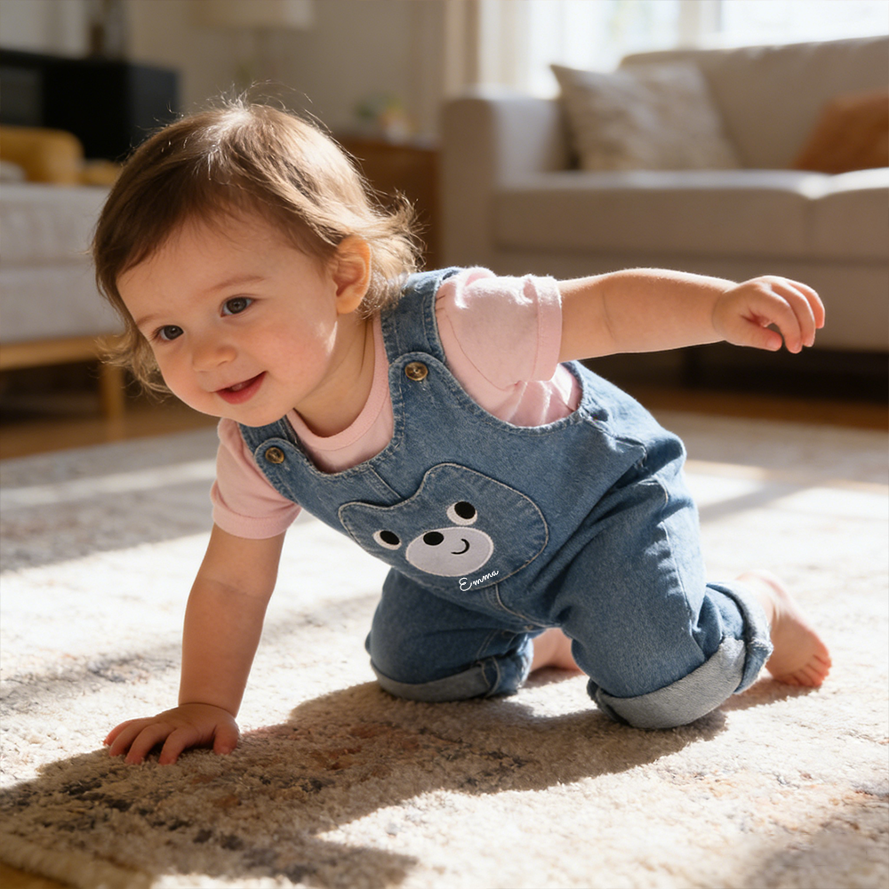 Personalized Baby Cute Bear Denim Overalls| Pants35