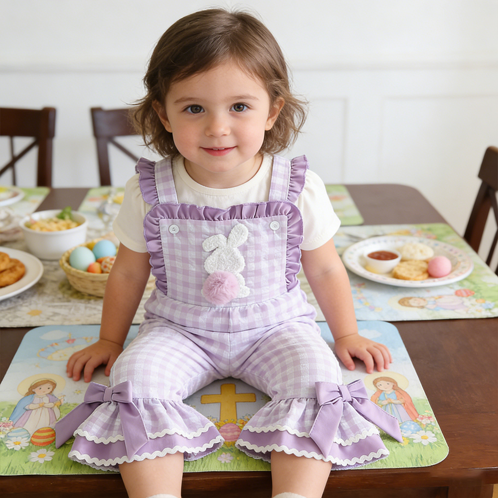 Personalized Girl Easter Bunny Overalls| Pants38