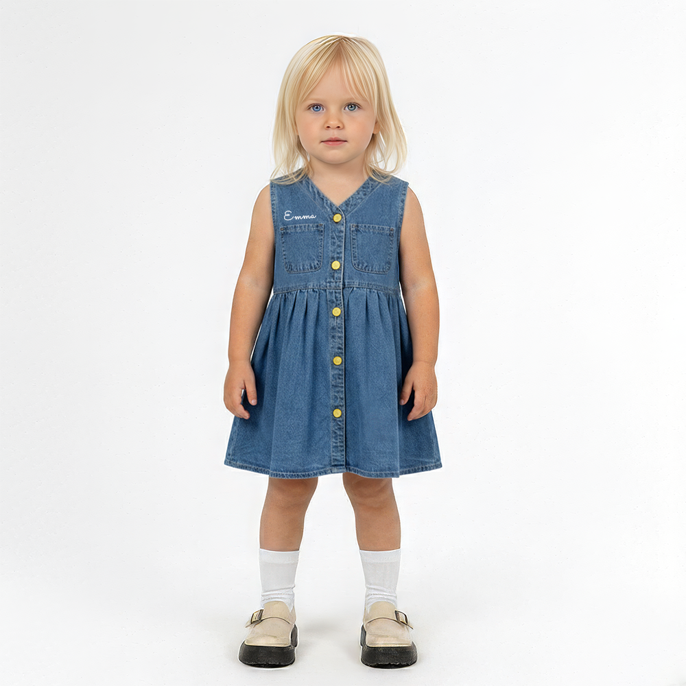 Personalized Girl Summer Denim Vest Dress| Dress70