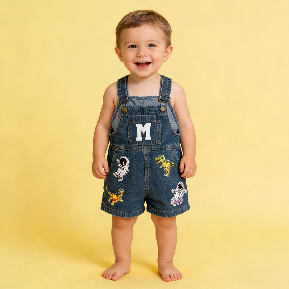 Personalized Kids Patch Denim Overalls| Pants23