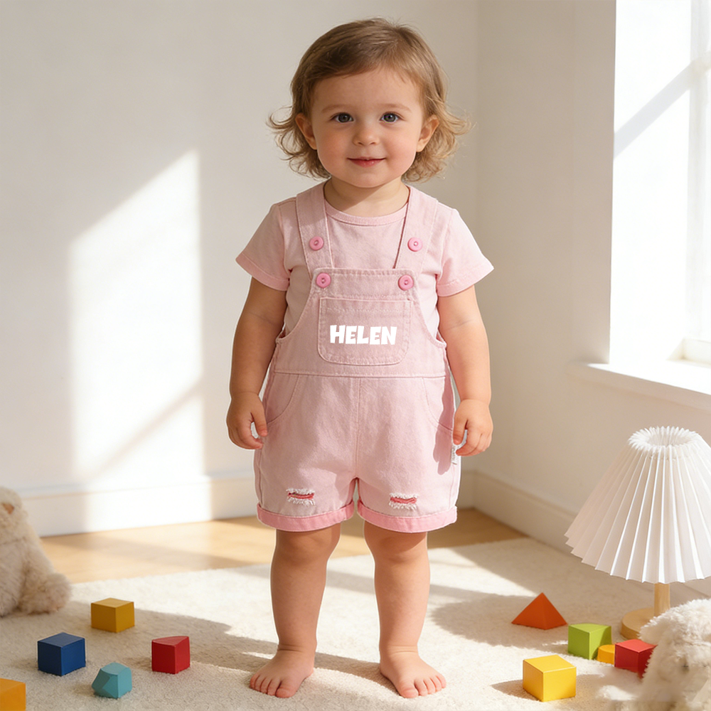Personalized Kids Color Denim Overalls| Pants53