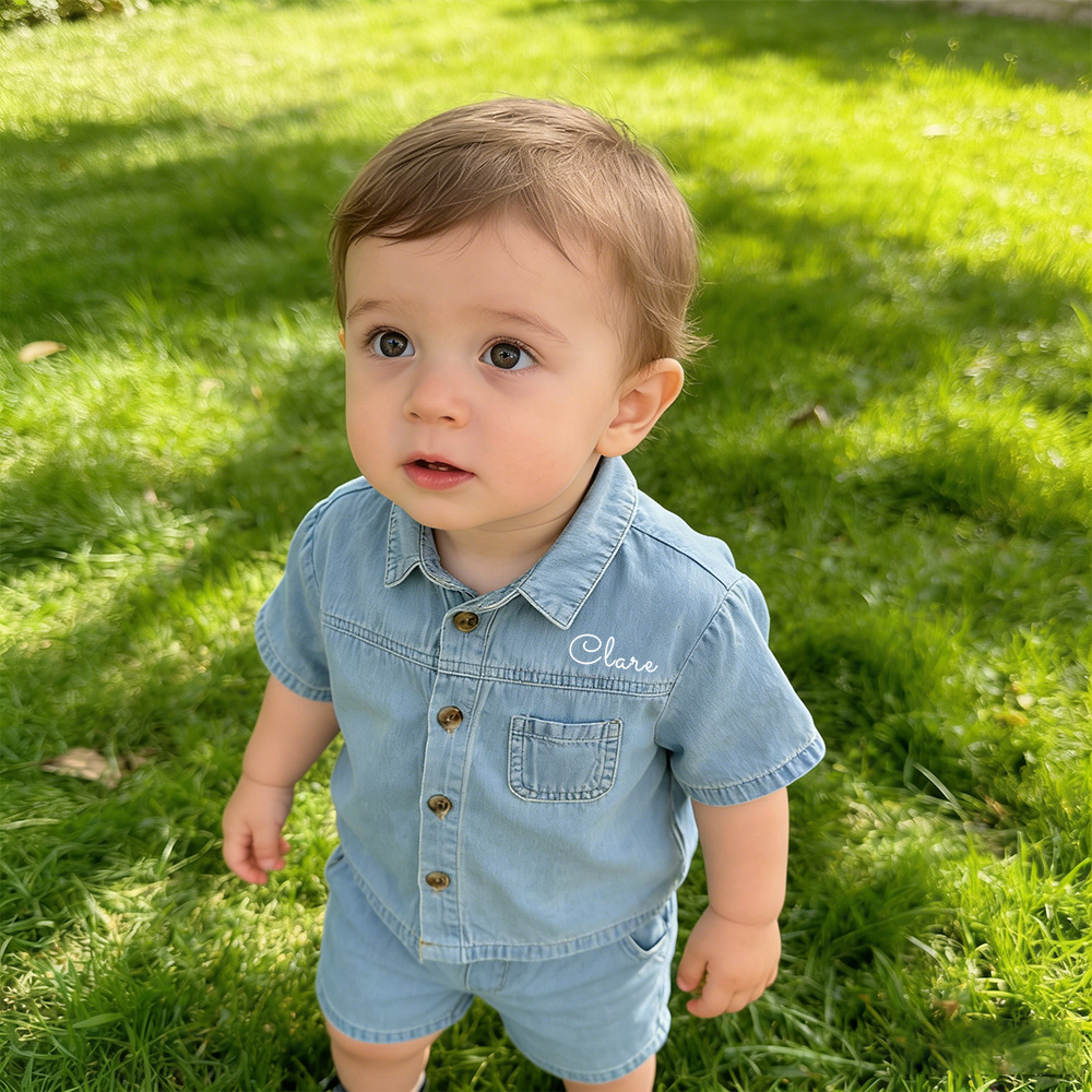 Personalized Boy Casual Denim Two-Piece Set| Cloth268