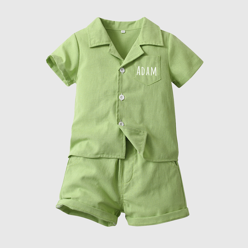 Personalized Boy Summer Casual Linen Short Set| Cloth269