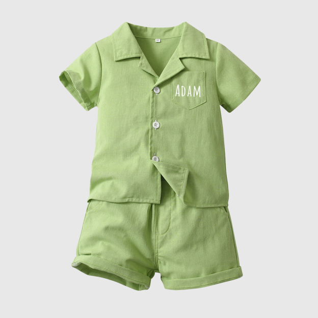 Personalized Boy Summer Casual Linen Short Set| Cloth269