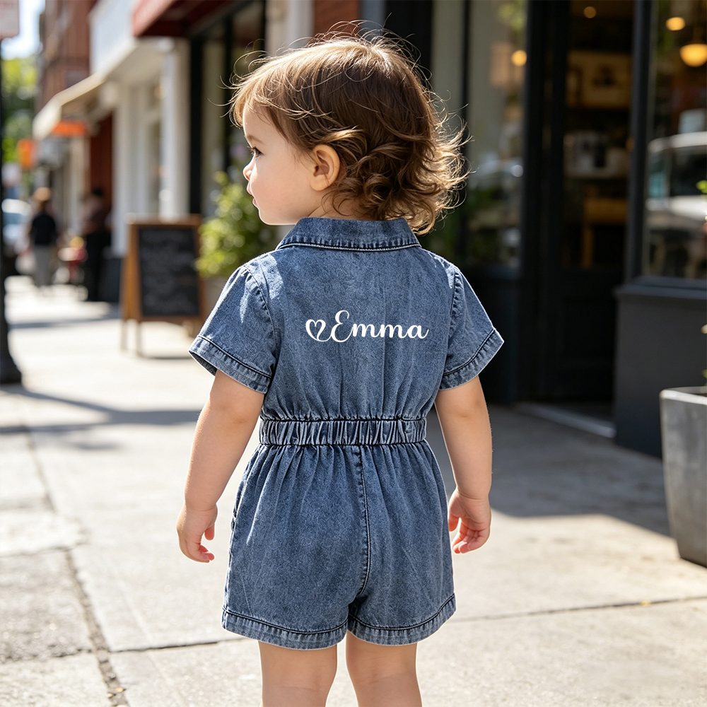 Personalized Girl Casual Denim Jumpsuit | cloth275