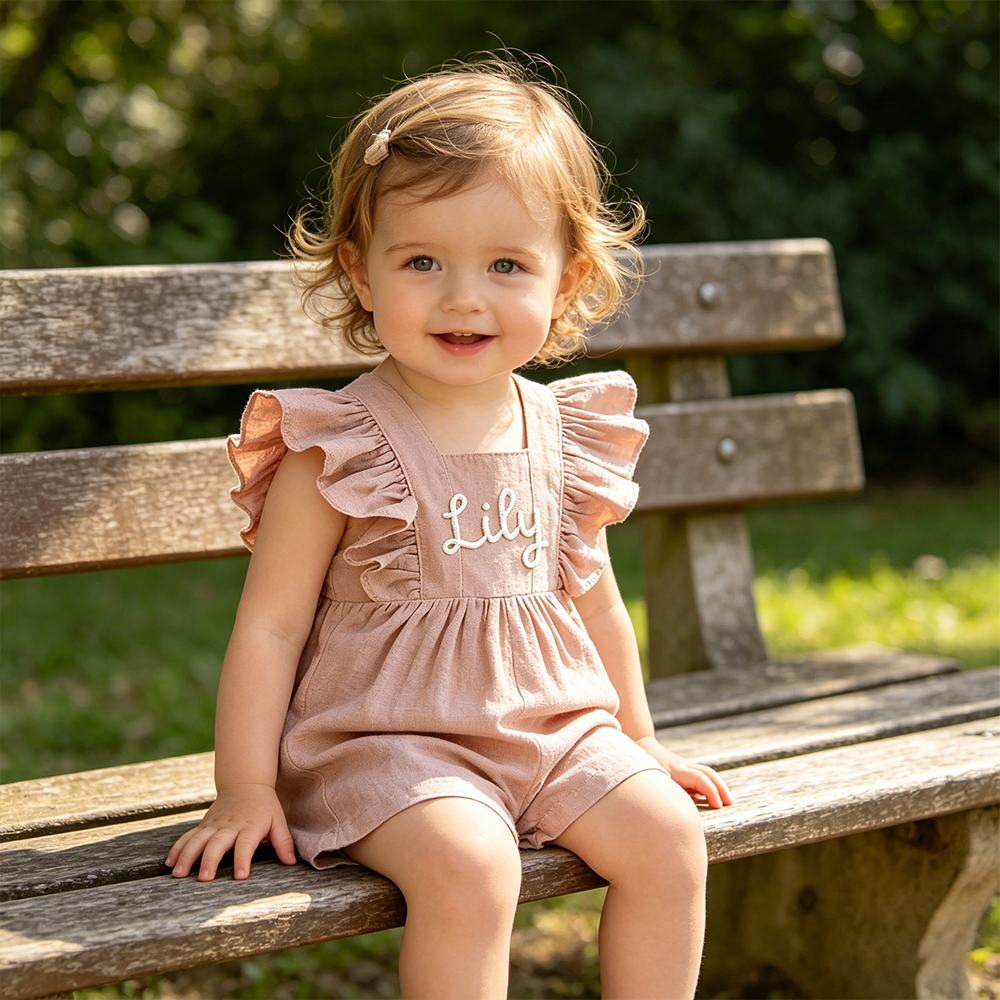 Personalized Baby Girl Hand Knitted Bubble Romper| BBcloth136