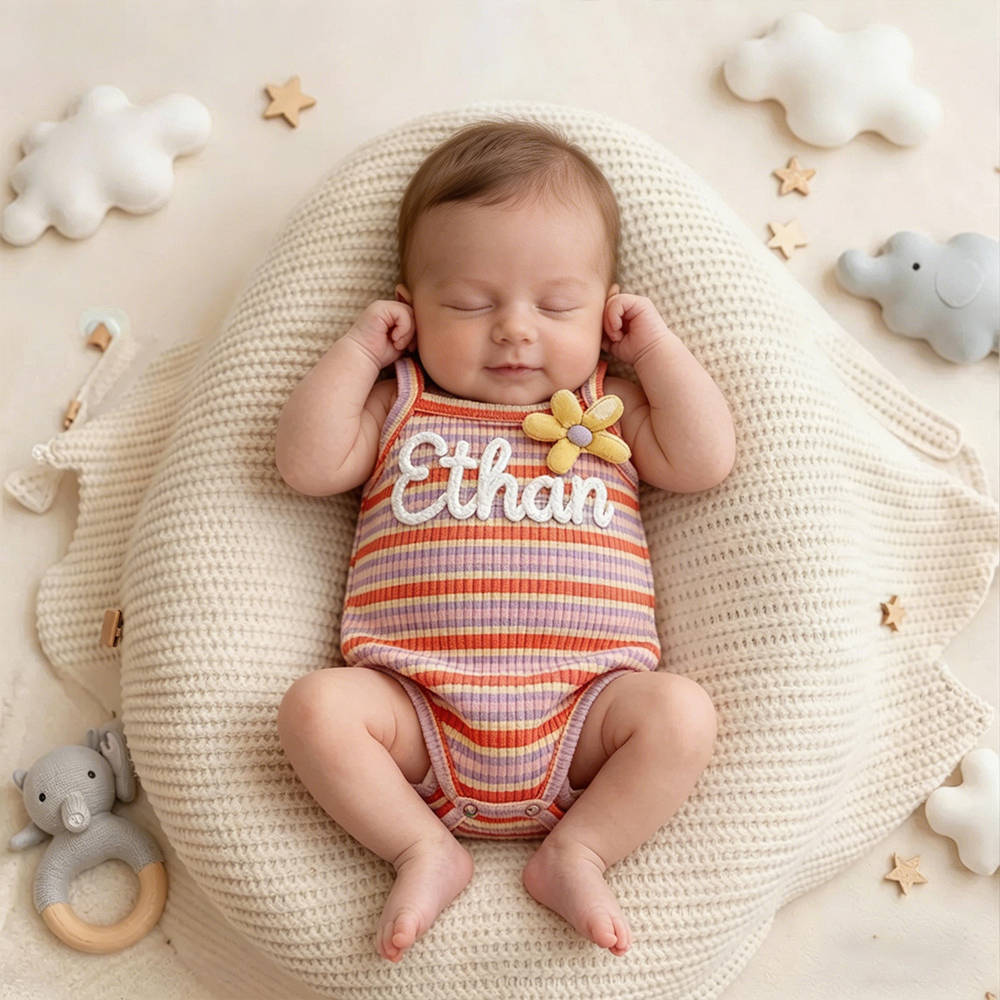 Personalized Baby Hand Knitted Summer Romper| BBcloth137