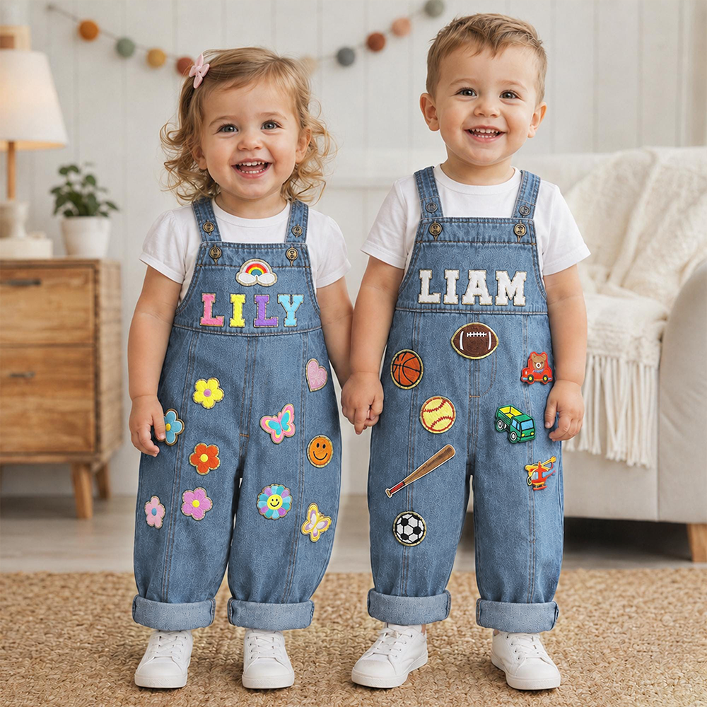 Personalized Kids Patch Oversized Denim Overalls| Pants59