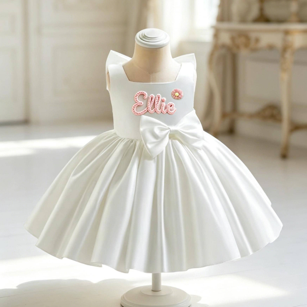 Personalized Baby Girl Embroidered Party Dress| Dress120