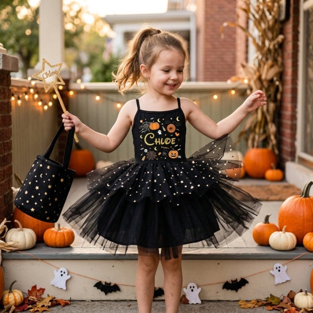 Personalized Girl Halloween Pumpkin Tutu Dress| YESHalloween10