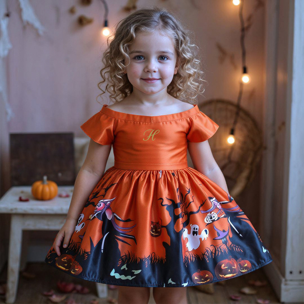 Personalized Girl Halloween Witch Costume Party Dress| YESHalloween16