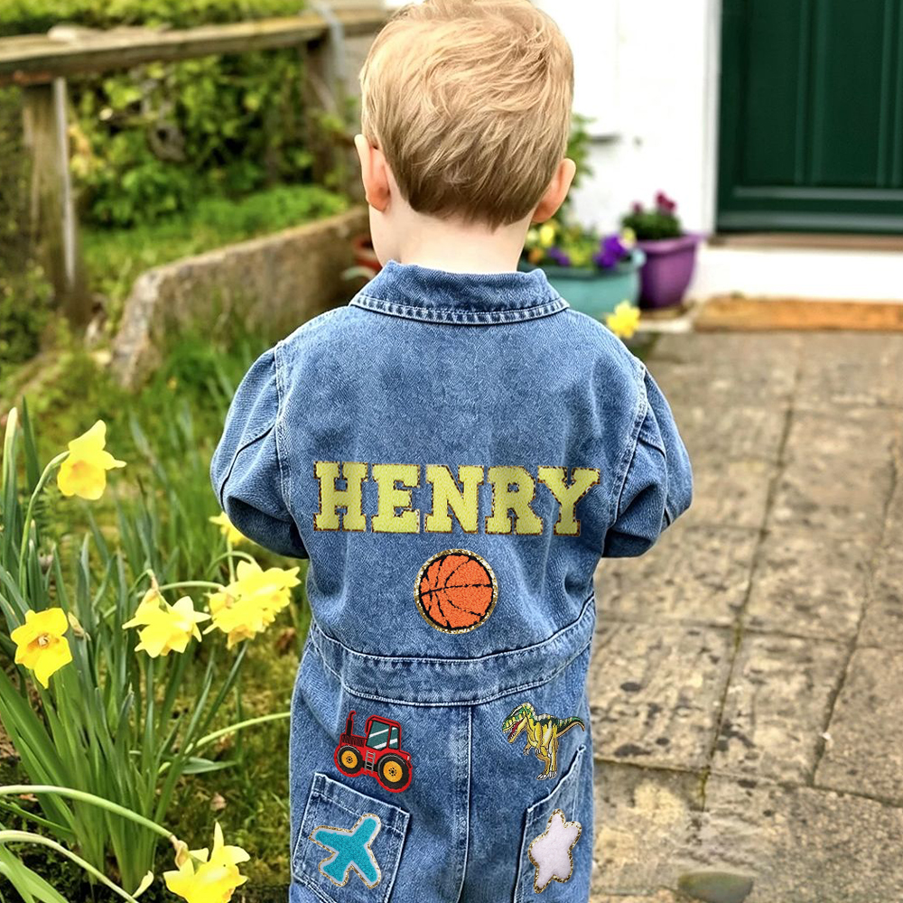 Personalized Baby Hand Patch Oversized Denim Jumpsuit| Pants61